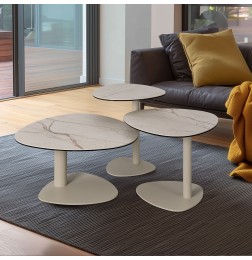 Table de Salon Nazaré en Céramique Hauteur 38cm | Design pétale