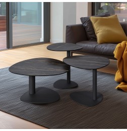 Table de Salon Nazaré en Céramique Hauteur 38cm | Design pétale